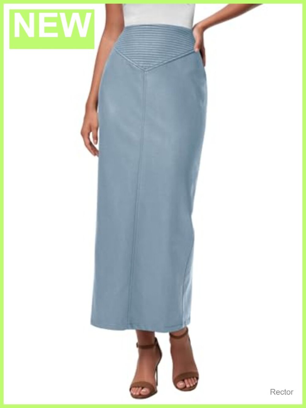 Faux Leather High Waisted Maxi Skirt Back Slit Pencil Skirt